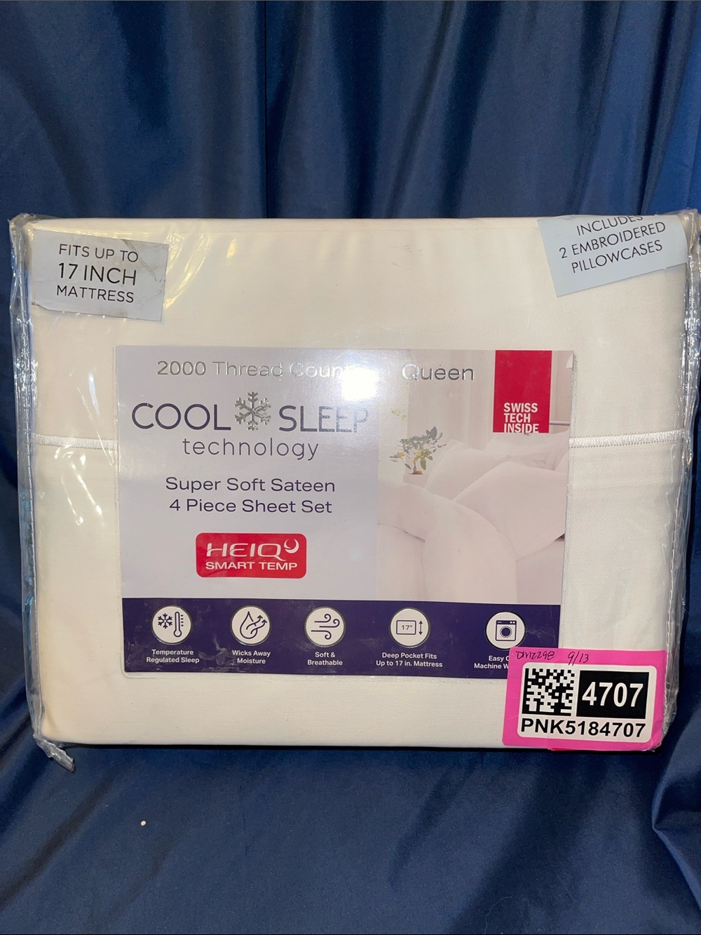 Cool Sleep 2000 Thread Count Super Soft Sateen 4-Piece Sheet Set - White (Queen)